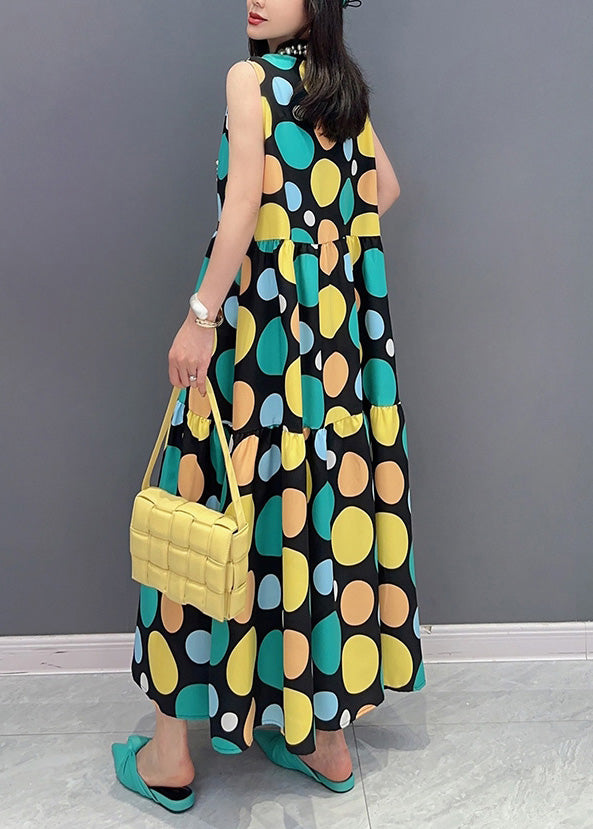 Dot Print Patchwork Maxi Dress Summer