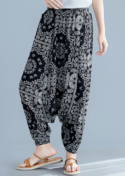 Elastic Waist Patchwork Cotton Lantern Pants Summer