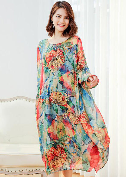 Loose Polyester Split Midi Dress