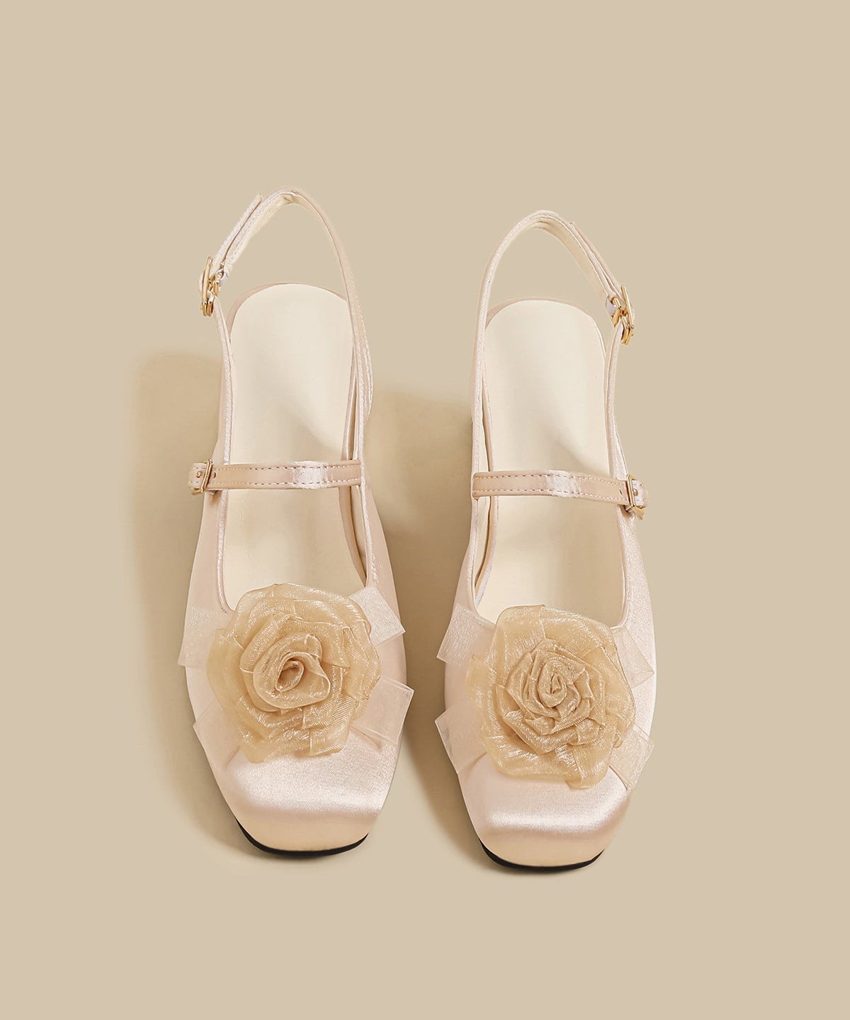 Splicing Chunky Sandals Apricot Suede
