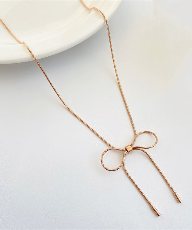 Gold Sterling Silver Overgild Bow Princess Necklace Gh1012