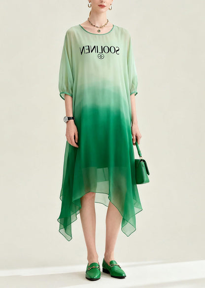 Gradient Color Asymmetrical Design Chiffon Dress Summer