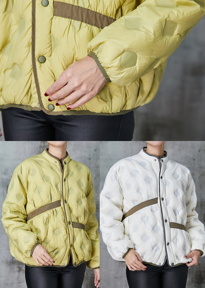 Grass Green Asymmetrical Patchwork Duck Down Puffer Coat Spring