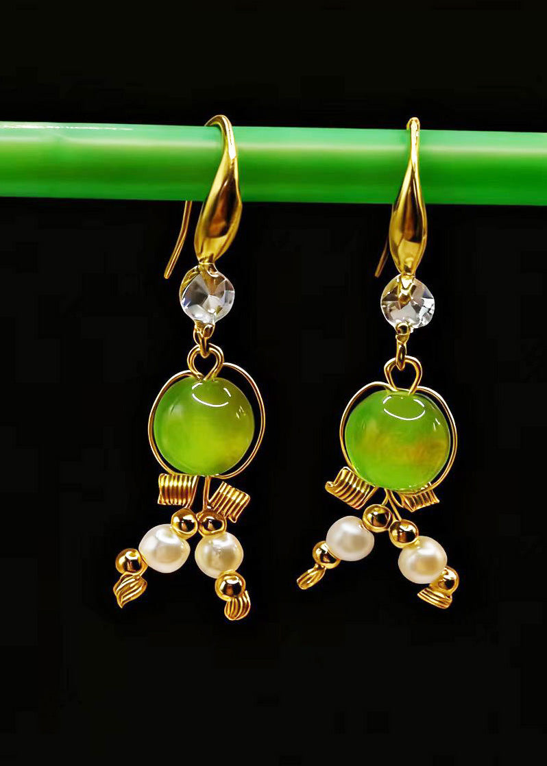 Grass Green Fine Crystal Original Design Drop Earrings