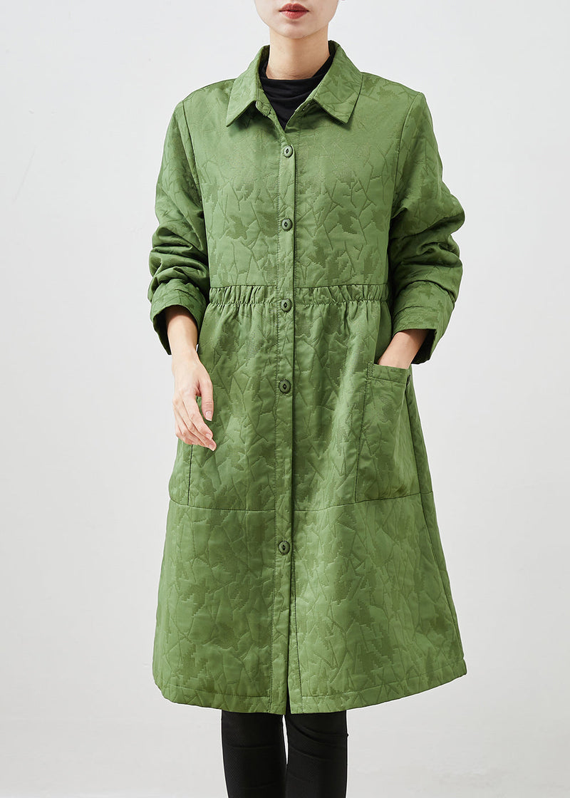 Grass Green Oversized Patchwork Fine Cotton Filled Coats Winter