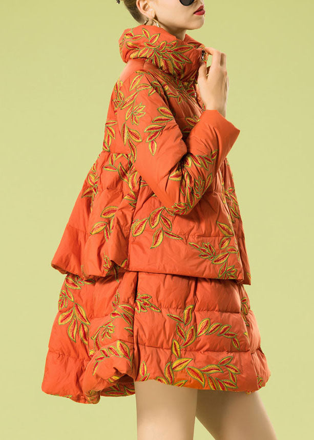 Green Embroideried Warm Duck Down Winter Coats