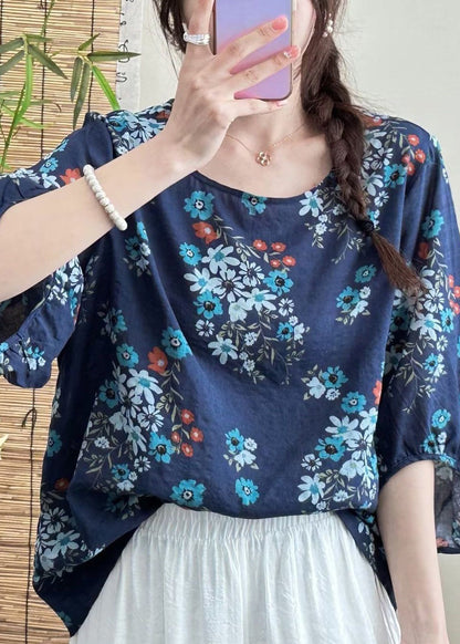 Green O Neck Print Cotton T Shirts Half Sleeve
