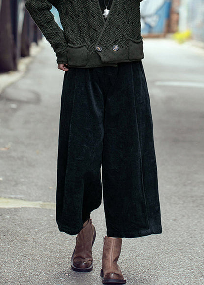 Green High Waist Corduroy Wide Leg Pants Spring