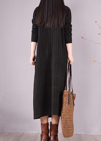 High Neck Spring Wardrobes Sleeve Black Robe Dress