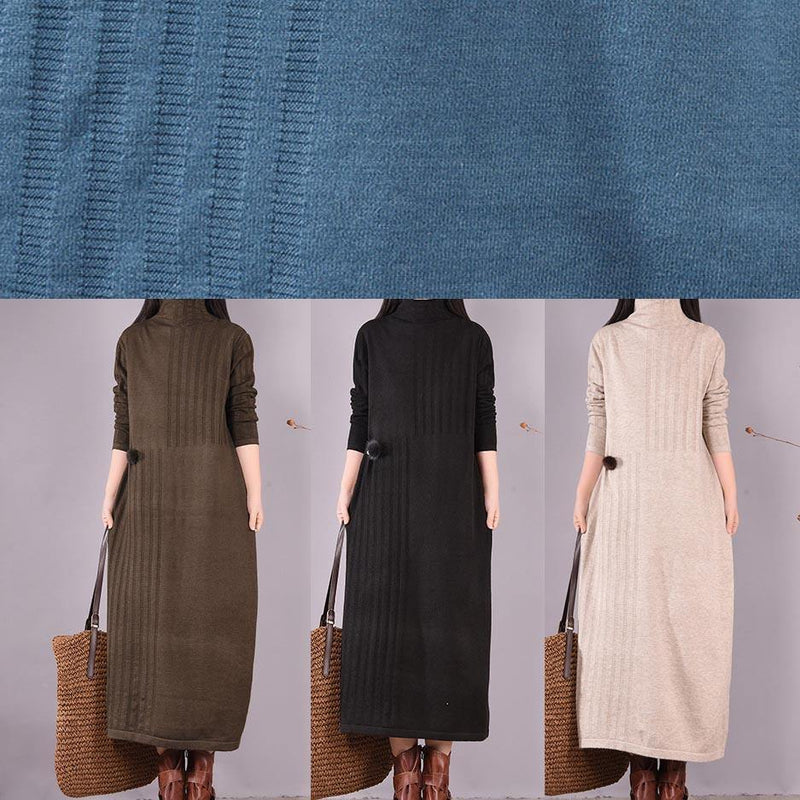 High Neck Spring Wardrobes Sleeve Black Robe Dress