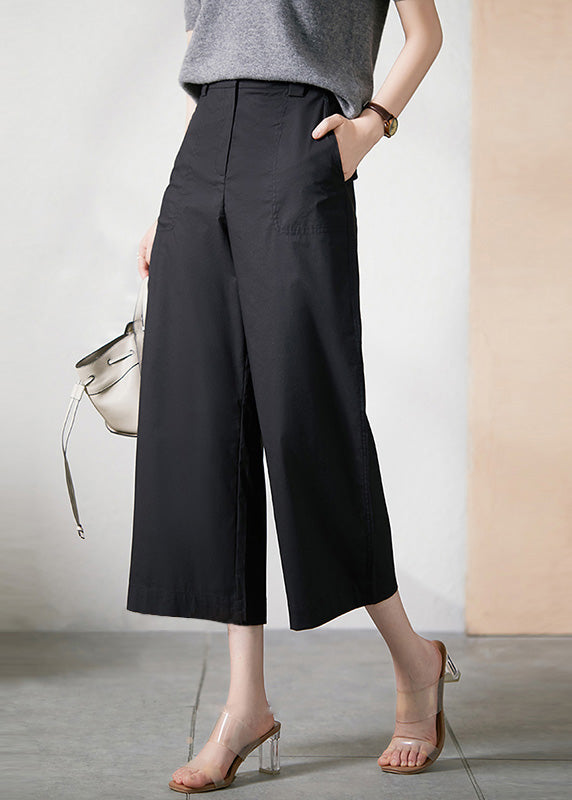 Khaki High Waist Button Crop Pants Summer