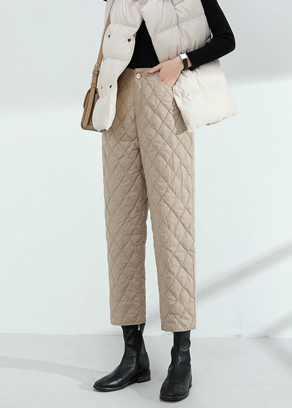 Khaki Pockets Warm Regular Winter Pants