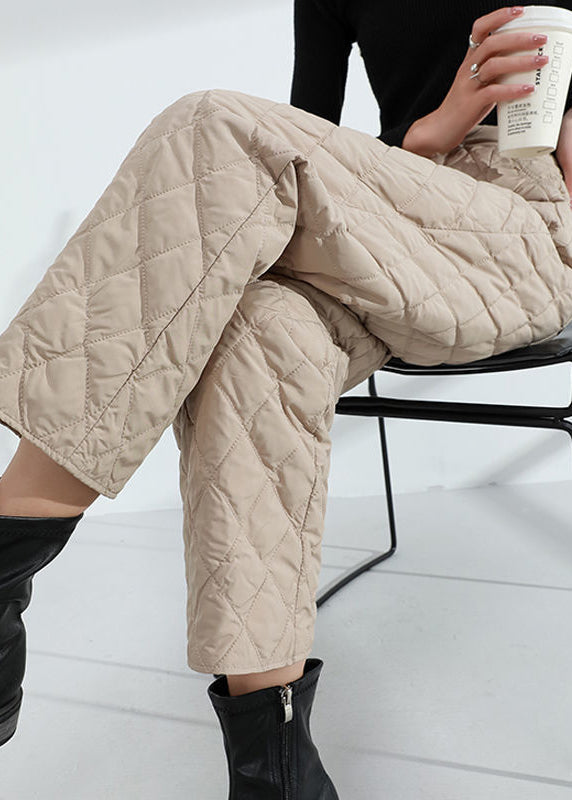 Khaki Pockets Warm Regular Winter Pants