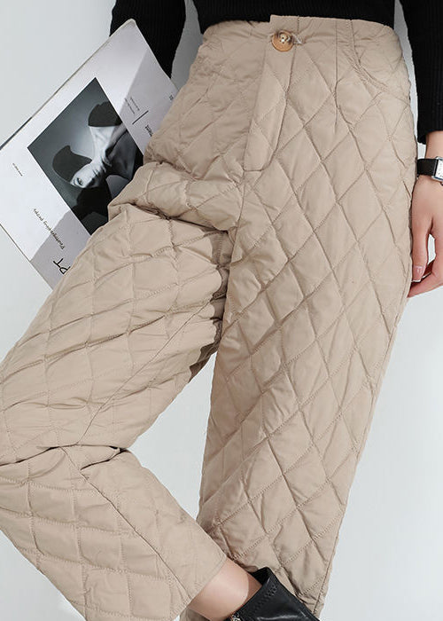 Khaki Pockets Warm Regular Winter Pants