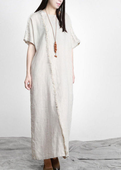 Linen Patchwork Maxi Dress Burrs