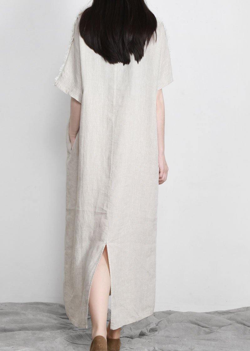 Linen Patchwork Maxi Dress Burrs