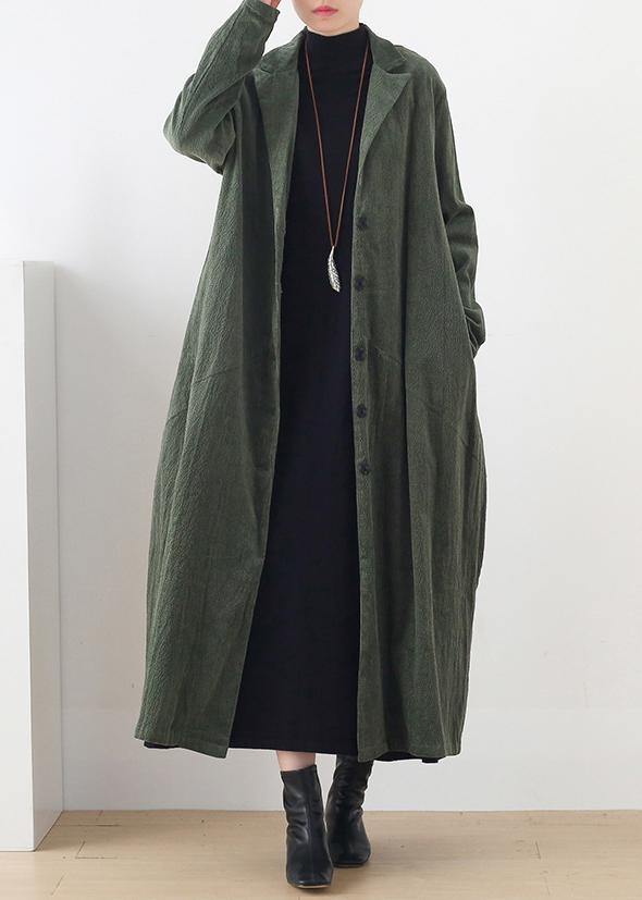 Notched Patchwork Coats Green Cotton Outwears