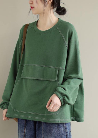 Women O Neck Patchwork Spring Clothes Inspiration Green Shirts