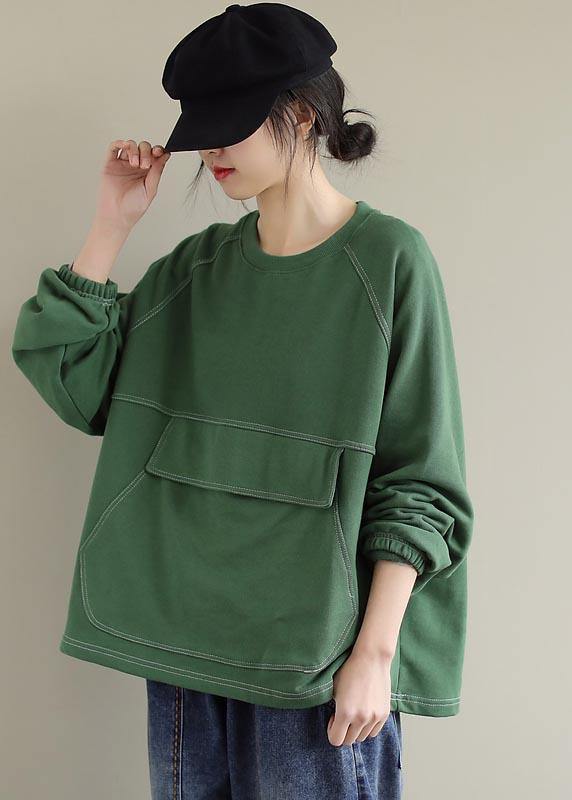 Women O Neck Patchwork Spring Clothes Inspiration Green Shirts