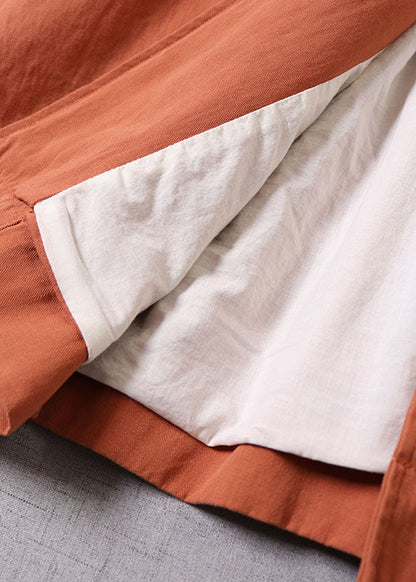 Orange Peter Pan Collar Button Cotton Winter Coat