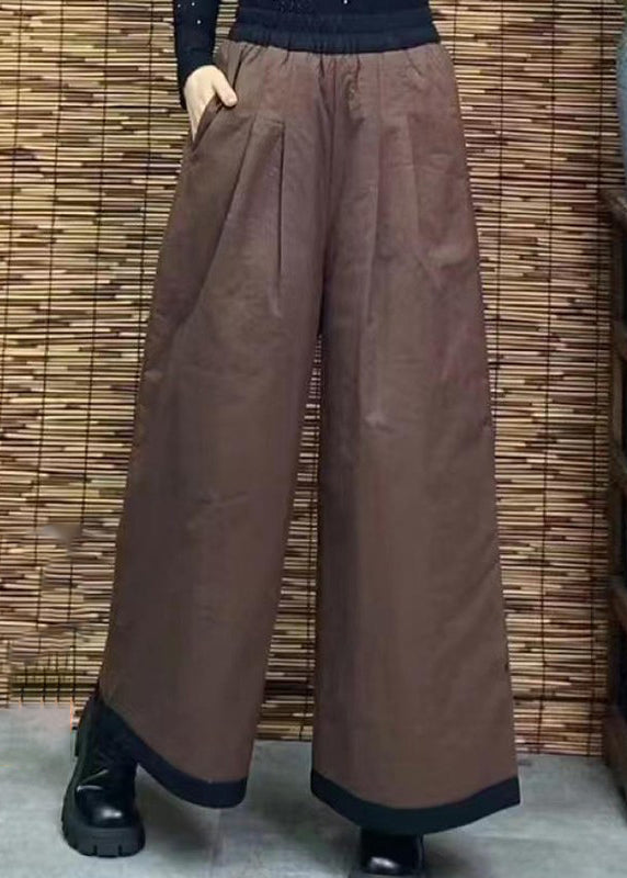 Orange Pockets Thick Warm Fine Cotton Filled Pants Winter