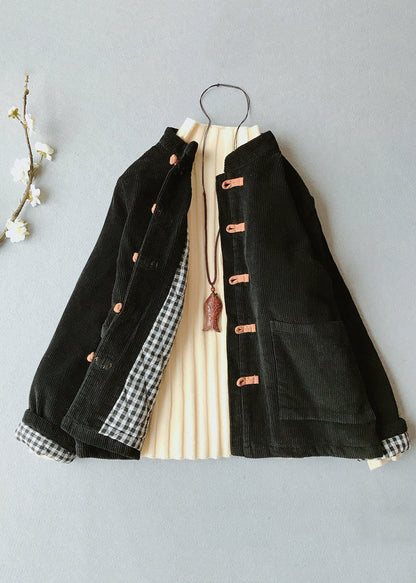 Orange Stand Collar Thick Corduroy Parkas Winte