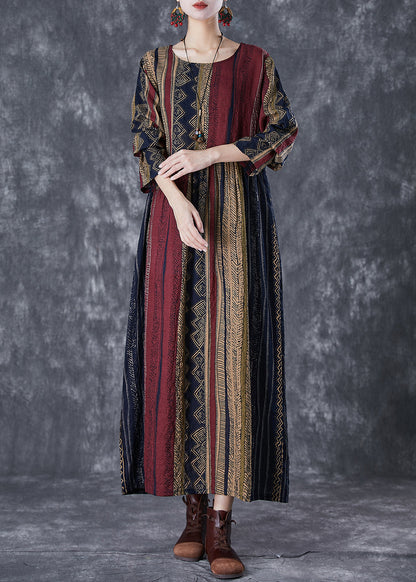 Oversized Print Linen Vacation Dress Fall