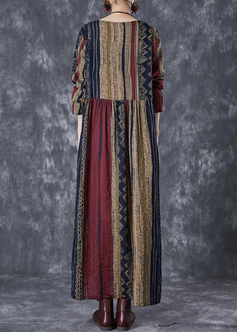Oversized Print Linen Vacation Dress Fall