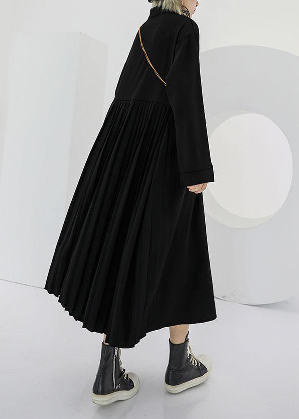 Polo Collar Cotton Clothes for Black Long Shirt Dress