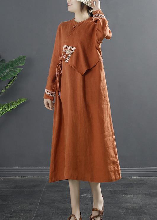 Patchwork Clothes Tutorials Orange Embroidery Robes Dress