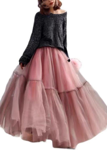 Purple Ruffled Tulle Cinched Circle Fall Skirt