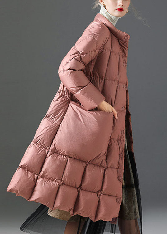 Pink Stand Collar Pockets Winter Duck Down
