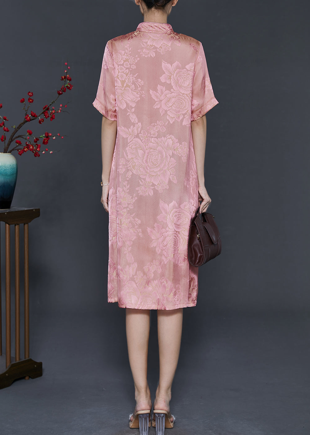 Pink Tasseled Jacquard Silk Dresses Summer