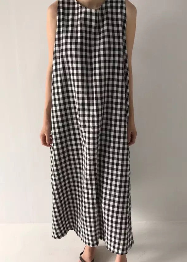 Plaid Pockets Cozy Long Dress Summer
