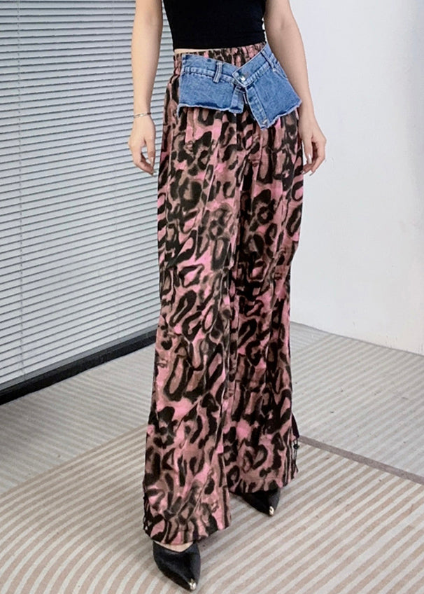 Purple Leopard Print Patchwork Pants Summer