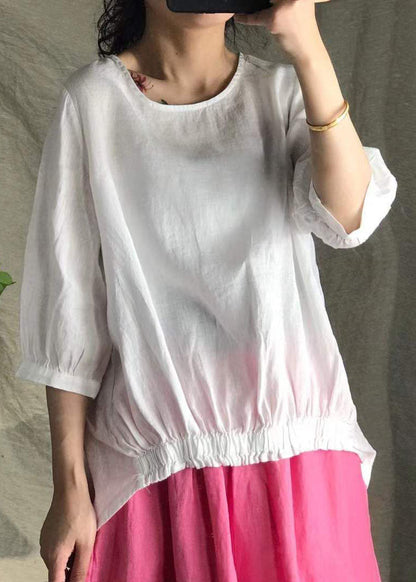Purple Linen Shirt Tops Half Sleeve