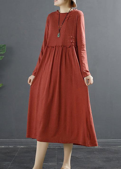 Red Dresses Ruffled Patchwork Maxi Dresses