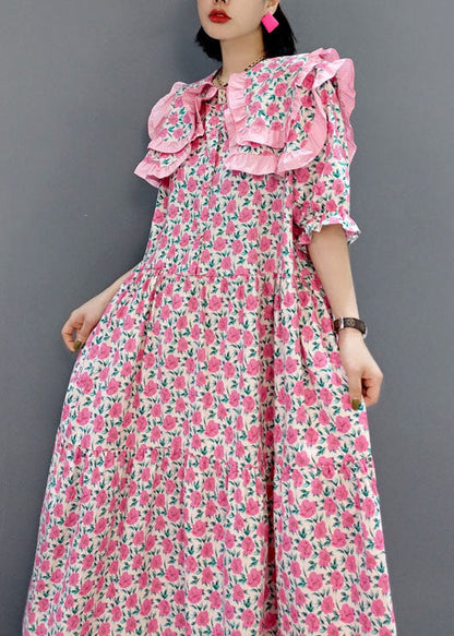 Red Ruffled Wrinkled Long Dress Spring