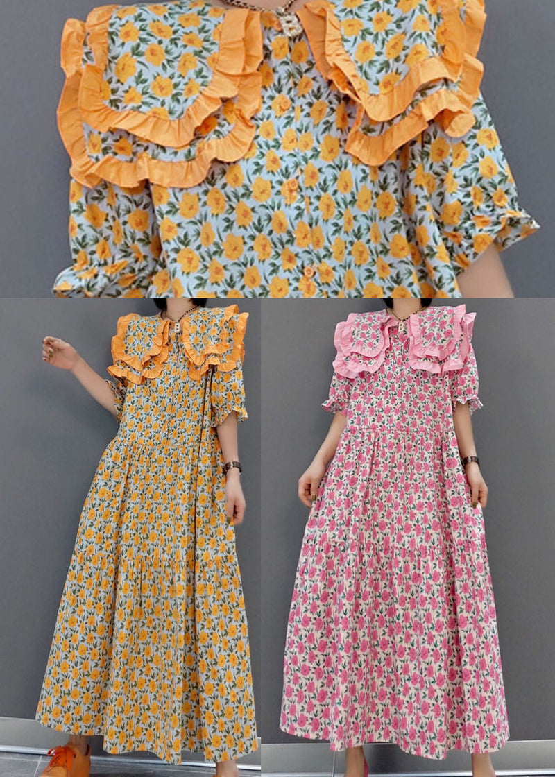 Red Ruffled Wrinkled Long Dress Spring