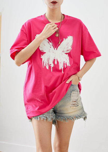 Rose Oversized Butterfly Cotton Tank Tops Summer