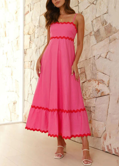 Rose Zippered Cotton Spaghetti Strap Dress Sleeveless