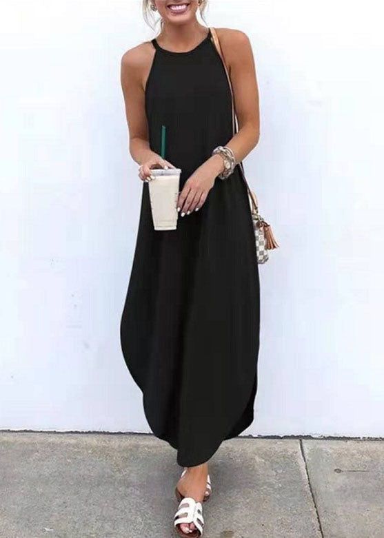 Sleeveless Straps High Low Hem Causal Maxi Dress