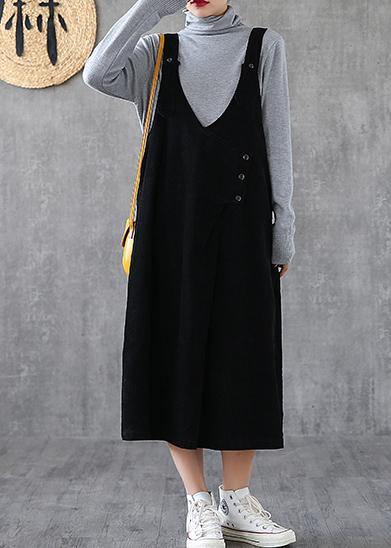 Spaghetti Strap Pockets Cotton Clothes Ideas Black Long Dresses