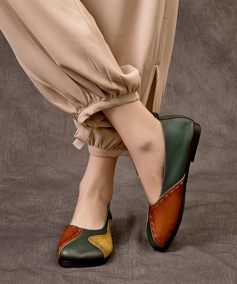 Splicing Flat Shoes for Colorblock Sheepskin