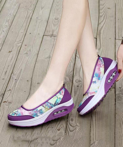 Splicing Platform Purple Breathable Mesh Soolinen Shoes-20251