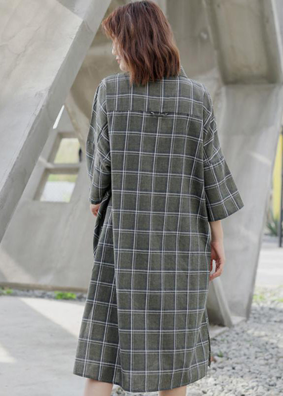 Spring Plaid Cardigan Shirt Dress