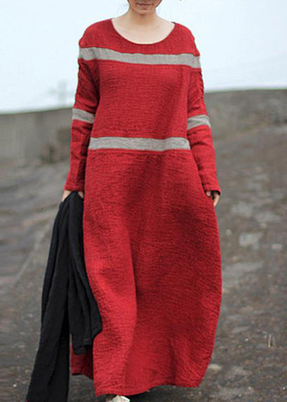 Spring Contrasting Color Jacquard Stripe Maxi Dress