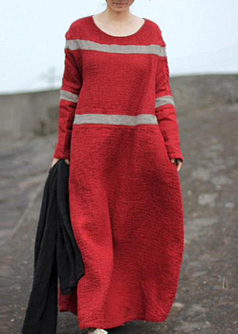 Spring Contrasting Color Jacquard Stripe Maxi Dress