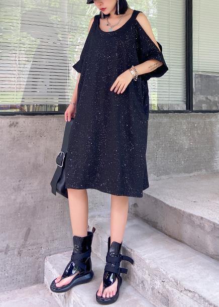 Starry Sky Black Clothes Off the Shoulder Tunic Dresses