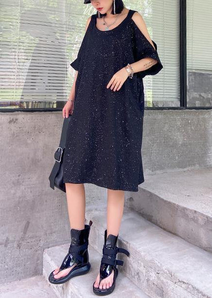 Starry Sky Black Clothes Off the Shoulder Tunic Dresses